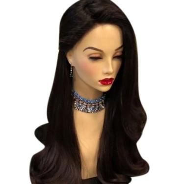 Imagem de Peruca longa de cabelo humano Body Wave Lace Front para preta (marca e
