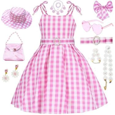 Imagem de Vestido de fantasia SZ-TONDA Girls Pink Plaid Kids 2023, filme