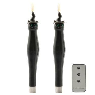 Imagem de Conjunto de 2 velas decorativas pretas sem chama com controle remoto, alimentadas por 2 pilhas AAA (não incluídas)