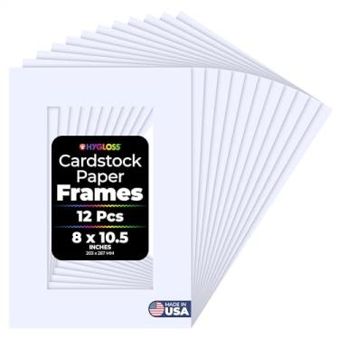 Imagem de Hygloss Pacote com 12 molduras de papel, porta-retrato de papelão branco, 20 x 26 cm, molduras de papel para decorar casamentos, aniversários, artesanato e decorações para sala de aula