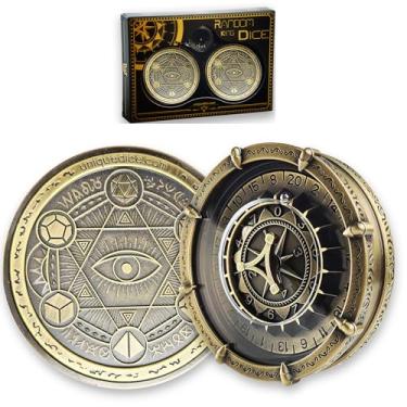 Imagem de Unique Mechanical Roulette Dice with Gift Box 7-in-2 Metal Wheel Roller for DND Dungeon and Dragons and Tabletop Game 12 20 100 Sided - Magic Circle Brass