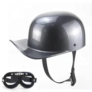 Imagem de Capacete vintage de beisebol para motocicleta, meio boné aberto com óculos para homens e mulheres, adultos, ciclomotor, motocicleta, jet scooter, bicicleta, Street Cruiser, Chopper, chapéu - Aprovado