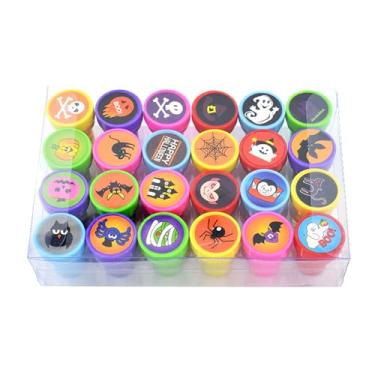 Imagem de 24 carimbos de Halloween para professores, carimbos de plástico a granel para lembrancinhas de festa de Halloween (24, Halloween 24, estilo A)