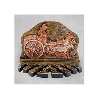 Imagem de Suporte de Parede Rústico para Espetos de Churrasco, Decorativo com Carroça de Boi, 50 x 22 cm