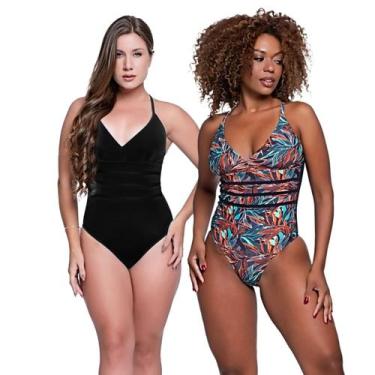 Imagem de Kit Maiô Modelador Liso e Estampado Com Bojo Removível - HYPE MODAS, P