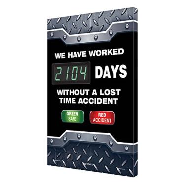 Imagem de Accuform Placar eletrônico de segurança SCK104 Digi-Day2 de alumínio, trabalhamos #### dias sem acidente de tempo perdido - verde seguro/acidente vermelho"