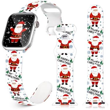Imagem de Pulseira de relógio de Natal para Apple iWatch Series Ultra/10/9/8/7/6/5/4/3/2/1/SE, tamanhos de 38 mm, 40 mm, 41 mm, 42 mm, 44 mm, 45 mm, 46 mm, 49 mm, boneco de neve, gnomo de silicone, boneco de