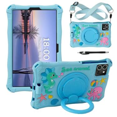 Imagem de Capa de tablet para Samsung Galaxy Tab A7 Lite 2021 de 8,7 polegadas SM-T220/T225/T227, capa de silicone macio antiestresse com suporte giratório/suporte para lápis/alça de ombro/caneta para Samsung