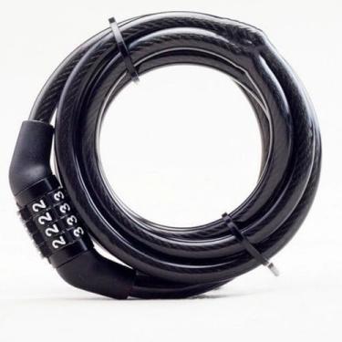 Imagem de ASKGO Trava de bicicleta, combinação de 4 dígitos padrão, cabo de metal revestido de 0,8 m para Ebikes e Escooters