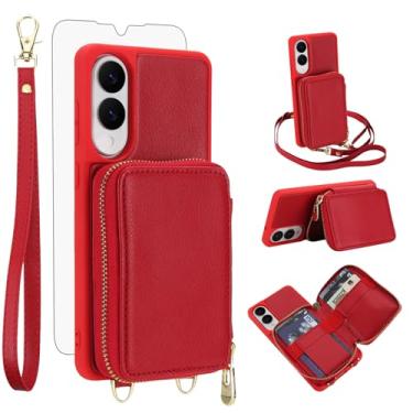 Imagem de Capa de celular para Samsung Galaxy S25 Edge 5G carteira celular com protetor de tela de vidro temperado alça transversal cordão com bloqueio de RFID suporte de cartão de crédito S25Edge 25S S 25