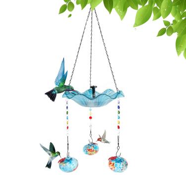 Imagem de HSHGZSR Alimentador de beija-flor, fonte de banho para pássaros, decoração de jardim ao ar livre, fácil de instalar para pássaros