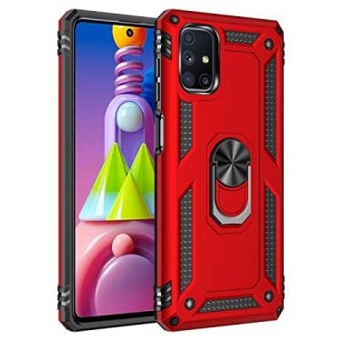 Imagem de SORAKA Capa para Samsung Galaxy M51 com suporte de anel capa protetora para Samsung Galaxy M51 capa traseira de policarbonato rígido com placa de metal para suporte magnético de telefone carro