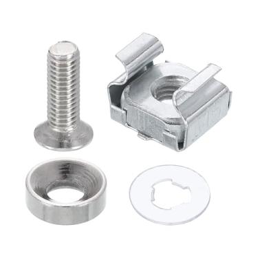 Imagem de PATIKIL M5 x Porca de gaiola de montagem em rack de 16 mm, 50 peças de parafusos de rack de aço carbono porcas quadradas de zinco para montagem de prateleiras de armário de servidor roteadores console