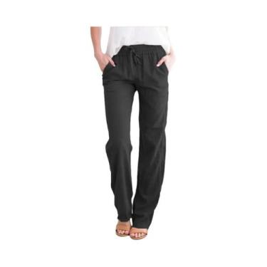 Imagem de Calça Feminina Soltinha de Algodão e Cânhamo - Perfeita para Primavera
