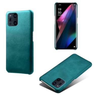 Imagem de Capa para OPPO Find X3 Pro,Proteção contra quedas,Casca de volta de cor sólida simples,Design de couro de imitação de plástico-Green