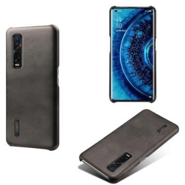 Imagem de Capa para OPPO Find X2 Pro,Proteção contra quedas,Casca de volta de cor sólida simples,Design de couro de imitação de plástico-Black