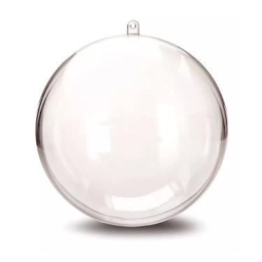 Imagem de Esfera Redonda Incolor Grande 8cm Árvore Natal Noel Enfeite Foto 100 U