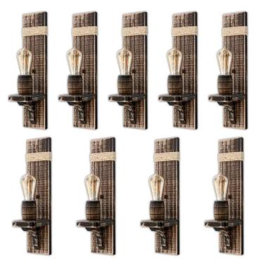 Imagem de Kit 9 Arandelas Sisal Delenha Decor Rústico + Lâmpadas