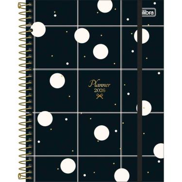 Imagem de Tilibra - Planner Espiral 17,7 x 24 cm West Village 2026 - Fundo Preto Quadriculado