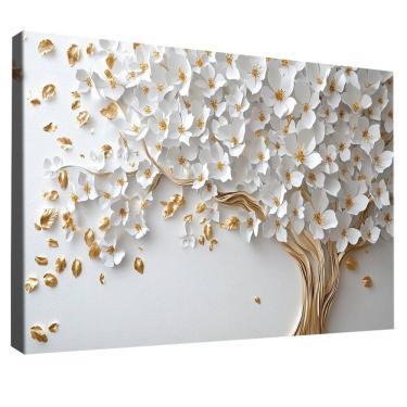 Imagem de Quadro Decorativo Árvore Elegante Folhas Brancas