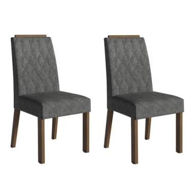 Imagem de Kit 2 Cadeiras De Jantar 4256 Com Espaldar Rustic-silver Madesa