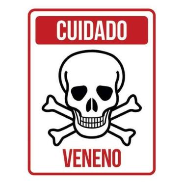 Imagem de Kit 10 Placas Cuidado Veneno Caveira Vermelha 36X46 - Sinalizo