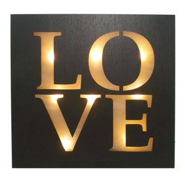 Imagem de Placa Quadro Decorativo LOVE Iluminado a Led 34 x 34 cm