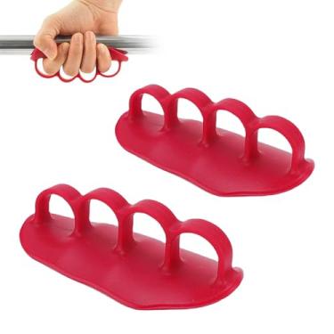 Imagem de HURRISE Punhos de Treino Antiderrapantes para Levantamento de Peso, Pull Ups, Treinamento de Ginástica, Ergonômicos, Sem Dedos, Protetores de Mão de Borracha para Homens e Mulheres, Evitam (Vermelho)