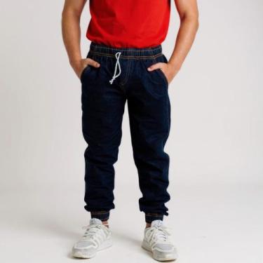 Imagem de Calça Infantil Jeans Jogger Masculina Menino Com Punho - Volgue, Jeans