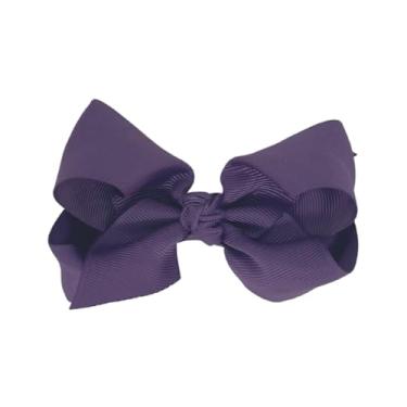 Imagem de Laço Boutique Infantil Tamanho P 7x3 Cm em Gorgorão com Presilha Bico de Pato e Diversas Cores (Roxo)