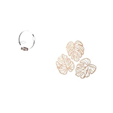 Imagem de Fenteer Organizador Elegante de Porta-vinhos de Metal com Arte de Parede em Madeira com Folhas de Palmeira, Decoração Criativa de Selva para Quarto, Banheiro