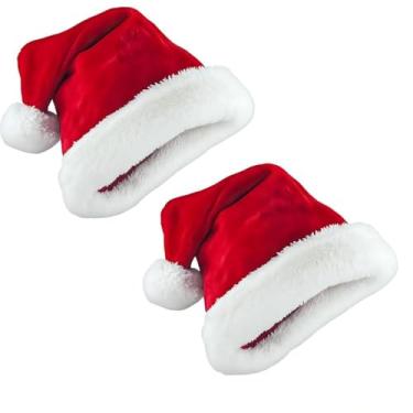 Imagem de Kit 2 Gorro De Natal De Papai Noel Pelúcia Veludo