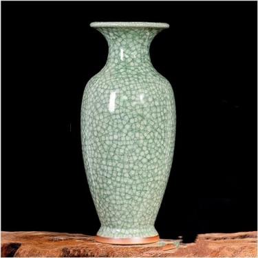 Imagem de AKALNNB Vasos de porcelana chineses antigos rachados junho moderno vaso de cerâmica rachadura de gelo ornamento vasos de chão alto para sala de estar decoração de casa