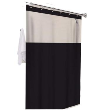 Imagem de Cortina Box de Banheiro PVC Com/Sem Visor Impermeável Antimofo 1,38m X 1,98m (PRETA C/VISOR)