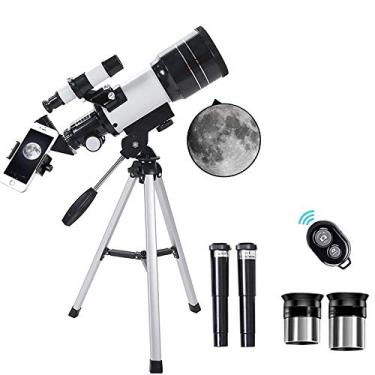 Imagem de Telescópio astronômico para adultos iniciantes, telescópio astronômico com abertura de 70 mm, localizador de tripé refrator para acampamento e observação de estrelas para observar a lua e o planeta na
