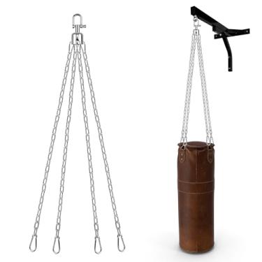 Imagem de UrbanMover Gancho de saco de pancadas de aço inoxidável resistente com corrente giratória e 4 conectores de pressão - para bolsa pesada, balanço de academia, trapézio, rede