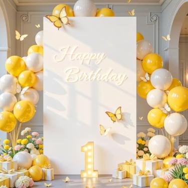 Imagem de Capa de arco de casamento marfim 1,8 m x 1,5 m de arco quadrado para chá de bebê, 2 lados, elastano, elástico para festa de aniversário, cerimônia, formatura, banquete, decoração