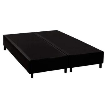 Imagem de Base Cama Box Casal Bipartido Preta Sintetico 40x138x188 - Santo Box F