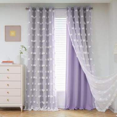Imagem de Cortinas MYSKY HOME Lilac Sheer 213x132cm para sala de estar