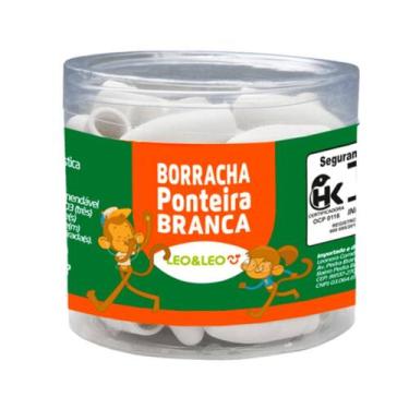 Imagem de Borracha Ponteira para lápis Branca Pote c/ 48 Un Leo e Leo - Leo&Leo