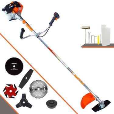 Imagem de Máquina de Cortar Grama Profissional À Gasolina Vulcan VR430S 2 Tempos 43cc 1,7HP 10.000rpm Roçadeira Completa Multifuncional Com 6 Opções de Cortes