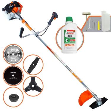 Imagem de Roçadeira Máquina de Corta Grama Vulcan VR430S À Gasolina 43cc 1,7HP 10.000rpm Multifuncional Completa Com 5 Opções de Cortes + ÓLEO STIHL 2 Tempos