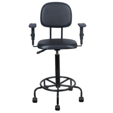 Imagem de Cadeira Caixa Alta L Duplo Com Braço Base Semi Corano Preto