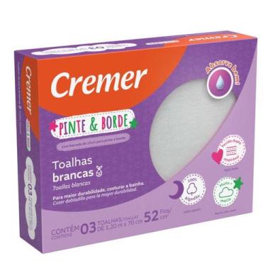 Imagem de Toalha Fralda Cremer Pinte e Borde Branca 1,20m x 70cm 3 Unidades Algo