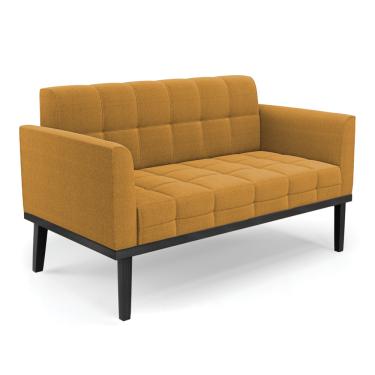 Imagem de Sofá Namoradeira Base Madeira Fixa Preto Elisa Bouclê Mostarda D03 - D'Rossi