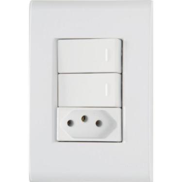 Imagem de Conjunto 4x2 com 2 Interruptores Simples 10 A 250 V e 1 Tomada 2P+T 10 A 250 V Tramontina Liz Branco