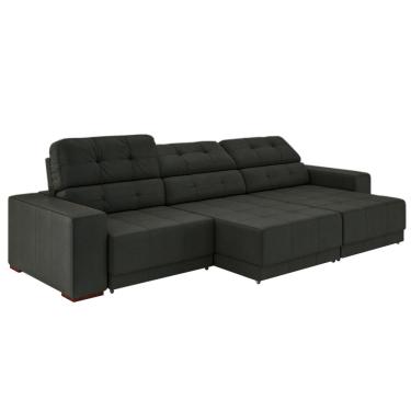 Imagem de Sofá Sala de Estar Retrátil e Reclinável 5 Lugares Lisboa 320cm Verde Couro - Gran Belo