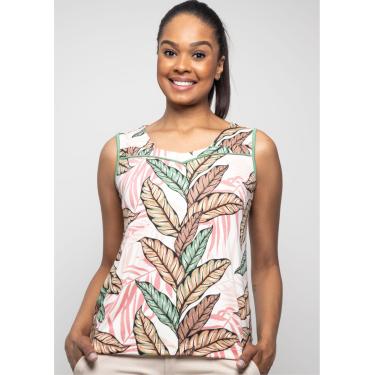 Imagem de Regata Pau a Pique Estampada Verde e Rosa