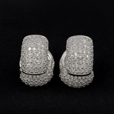 Imagem de Brinco Masculino Argola Prata Cravejado Zirconia Prata 925 - Ouro Brut