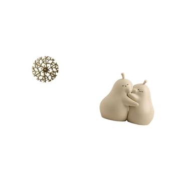 Imagem de Fenteer Escultura de Parede em Metal Rústico com Placa de Ferro Forjado Cênica E Pingentes Pendurados em 3D com Suporte de Cerâmica em Formato de Pera para de